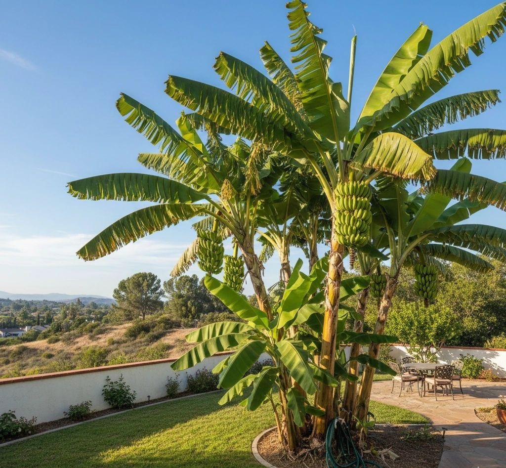 Banana plant in a protected garden